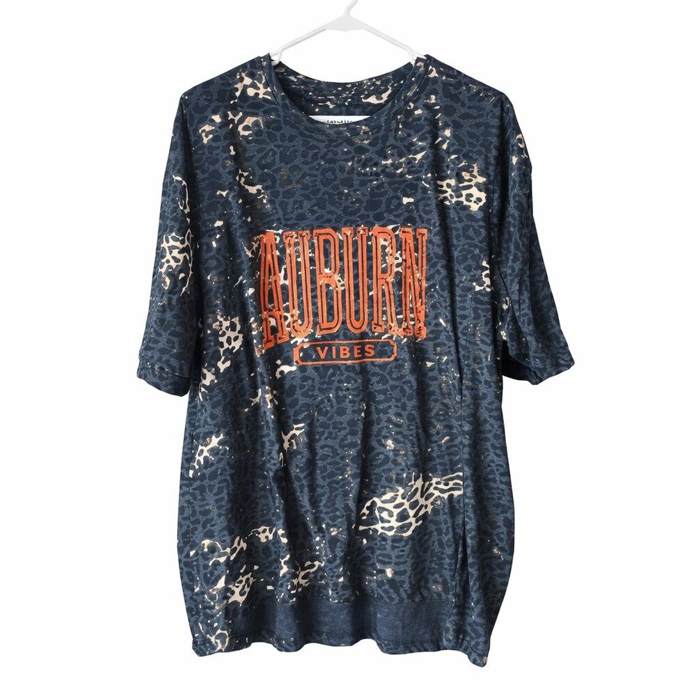 Southern Bliss Auburn Vibes Bleach Splatter Graphic Tee Size 3X Game Day Shirt